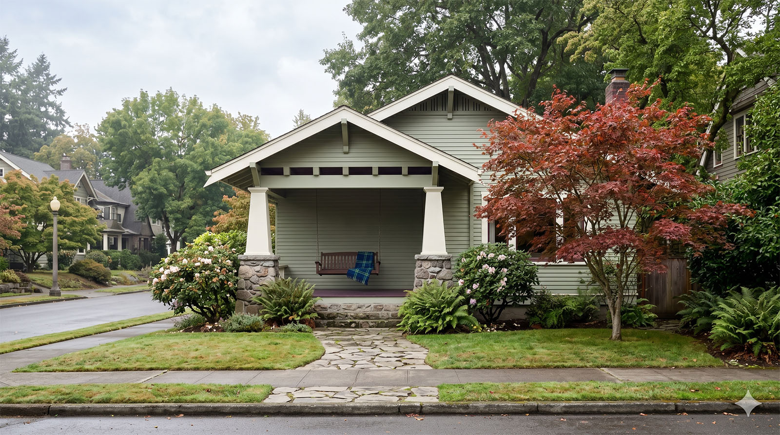 A restored Craftsman bungalow in Olde Town Issaquah, representative of the neighborhood's historic housing stock.