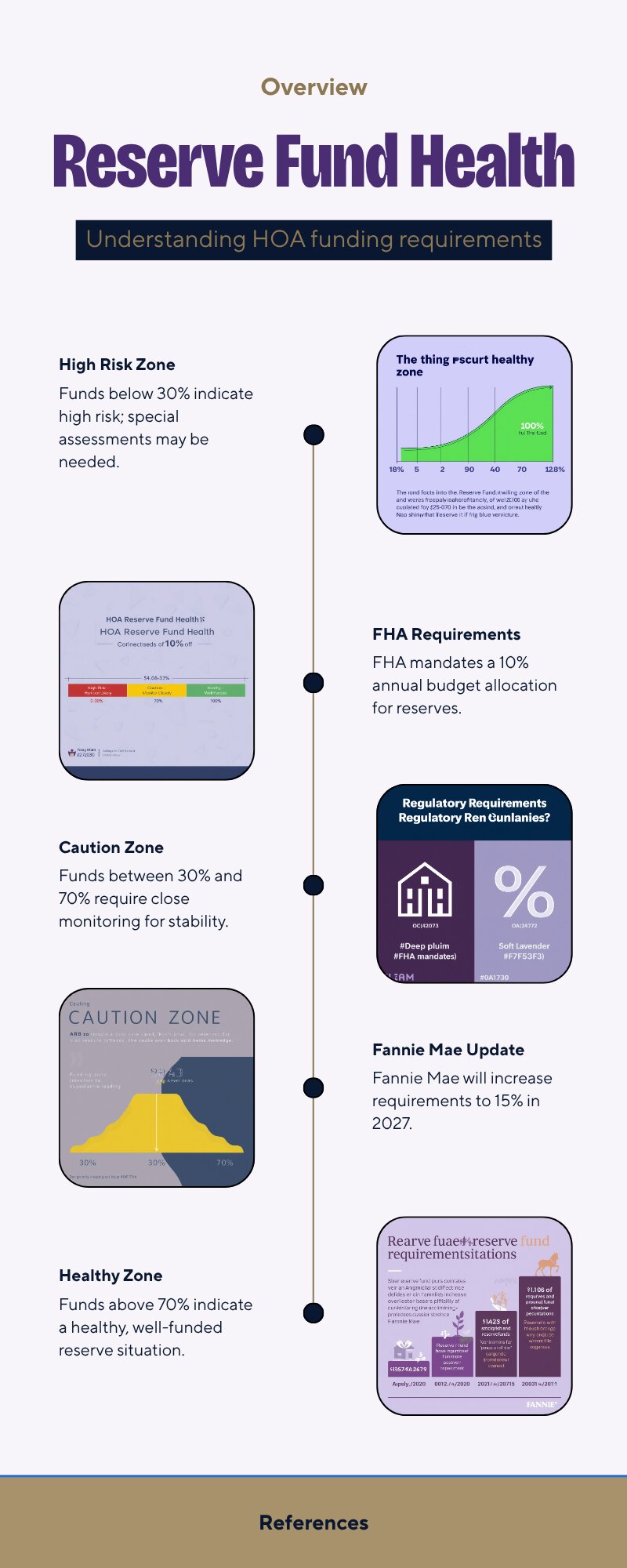 Infographic showing HOA reserve study funding health scale for King County condo buyers, from underfunded at 0% to healthy at 100%