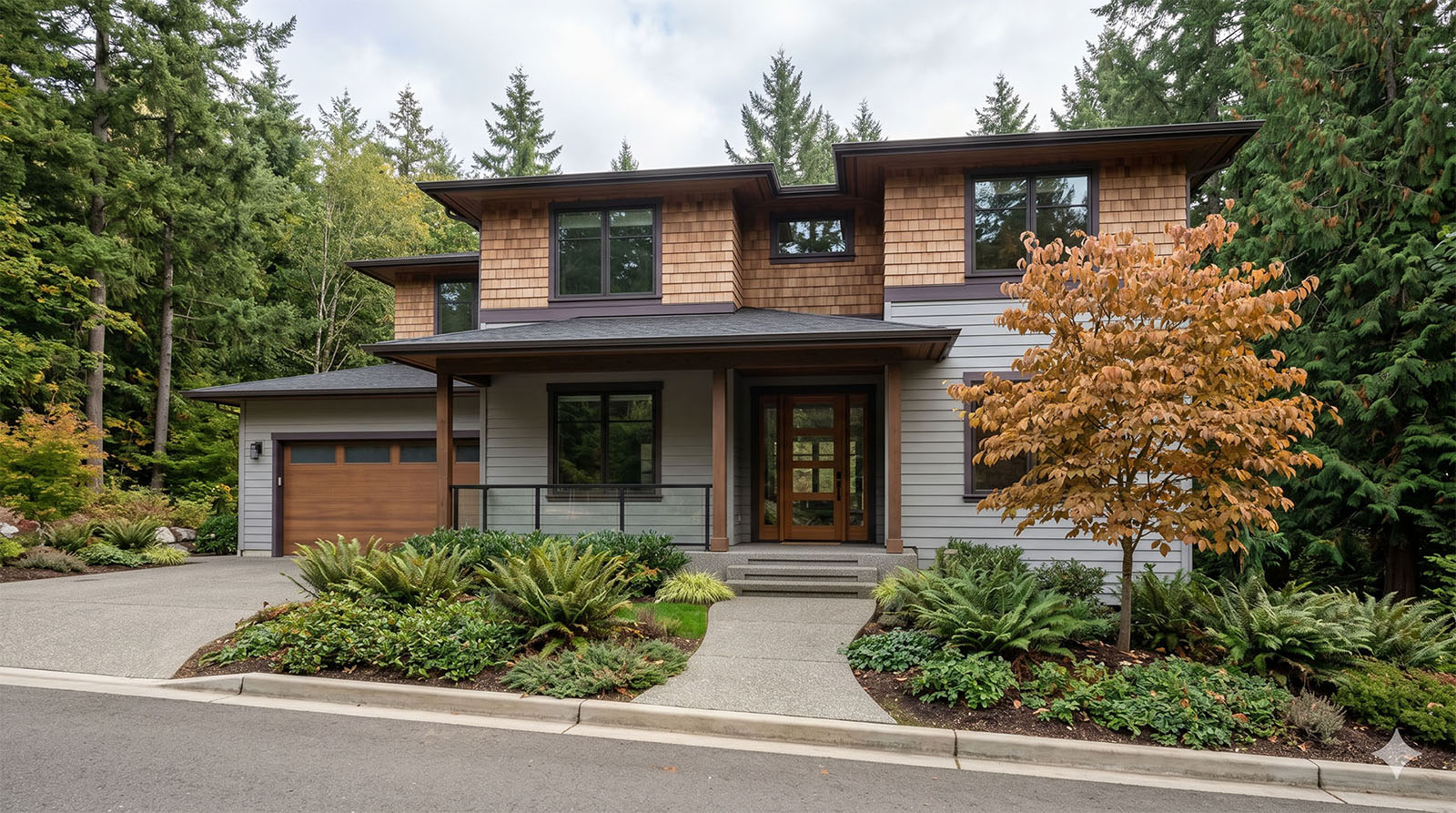 A Northwest Contemporary home with native landscaping in Talus, Issaquah.
