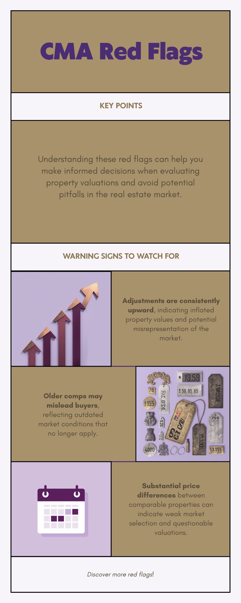 Infographic listing five CMA red flags sellers should watch for when evaluating a real estate agent's price recommendation in King County