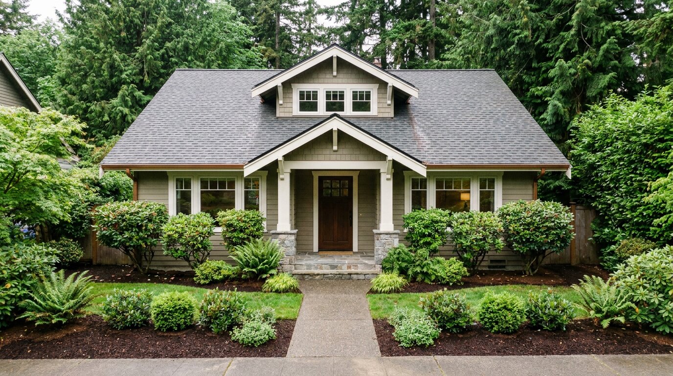 Well-maintained King County home exterior with a clean roof and gutters