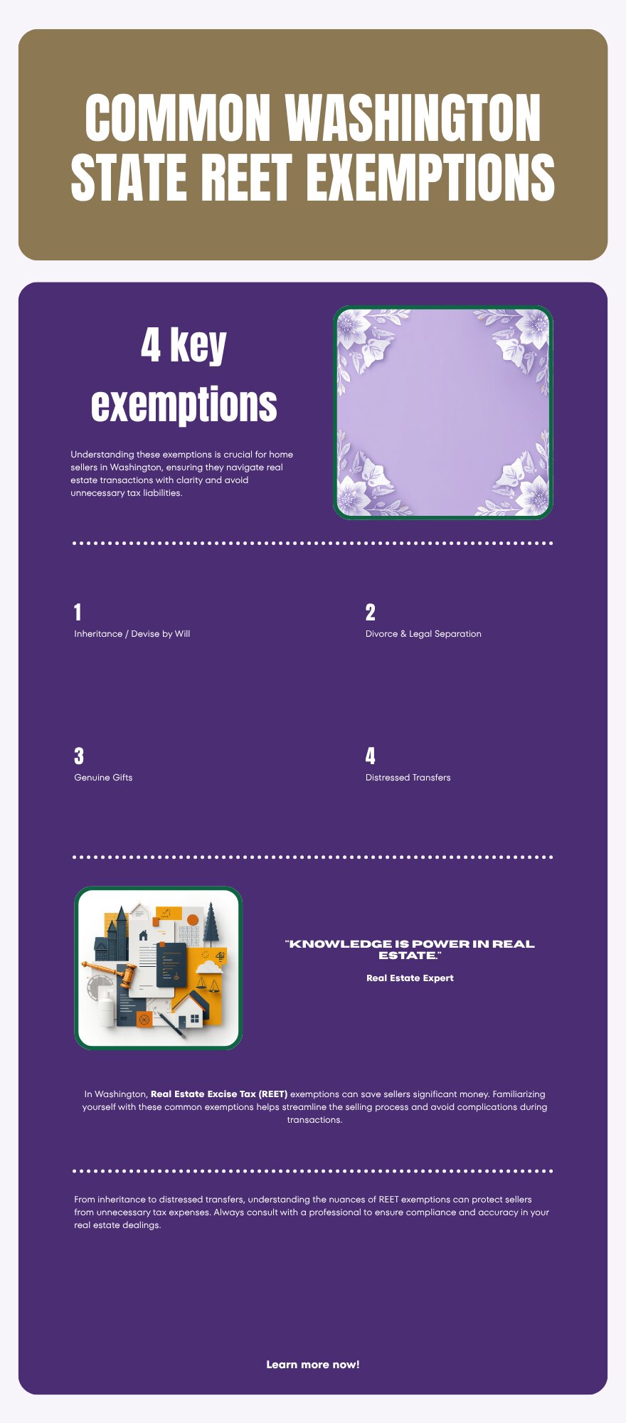 Washington State REET exemptions checklist — inheritance, divorce, gifts, distressed sales — King County seller guide