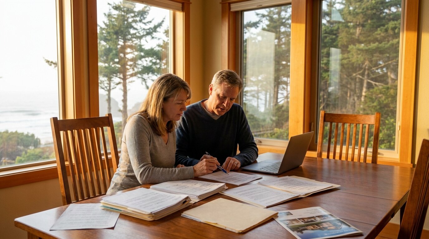 King County homeowner reviewing closing documents with real estate agent — Washington State REET seller guide