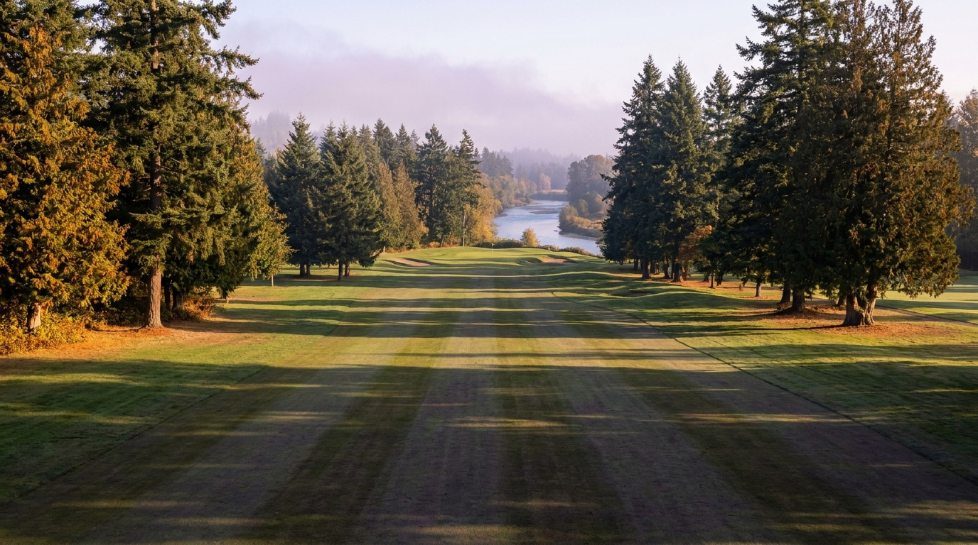 Auburn Golf Course fairway along the Green River next to the Cobble Creek neighborhood in Auburn, Washington