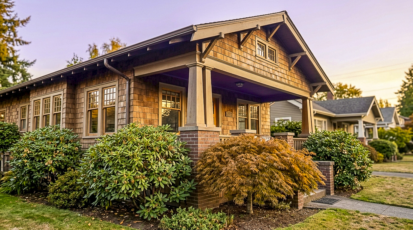 1930s craftsman home exterior near historic downtown Kent, Washington