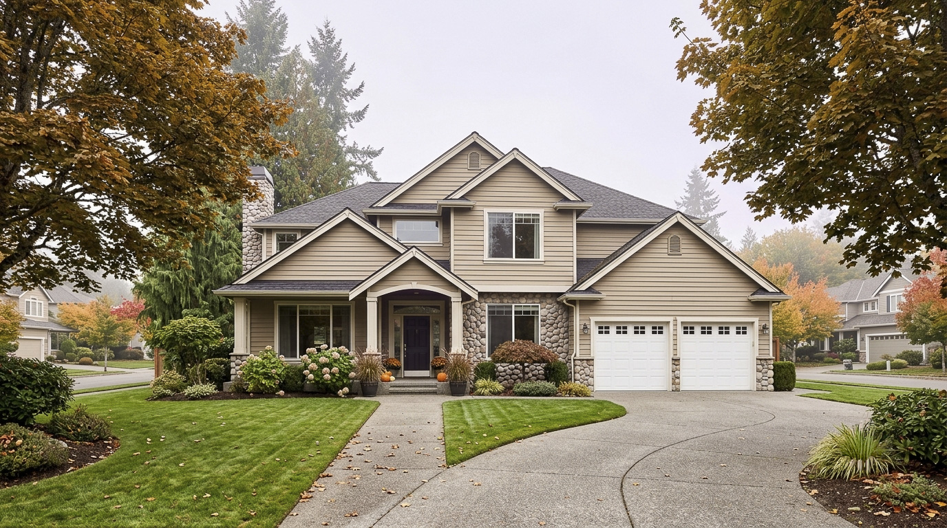 Two-story 1990s home exterior typical of Kent East Hill, Washington