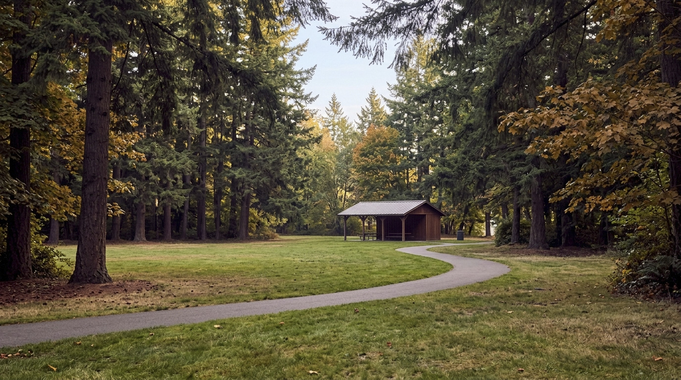 West Fenwick Park playground and open field near Kent West Hill, Washington