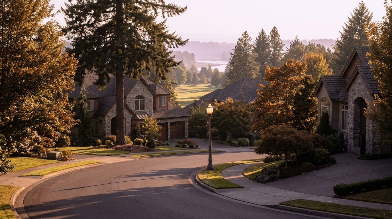 Custom-built two-story home on a large lot in the Cobble Creek neighborhood along the Auburn Golf Course, Auburn, King County, Washington.