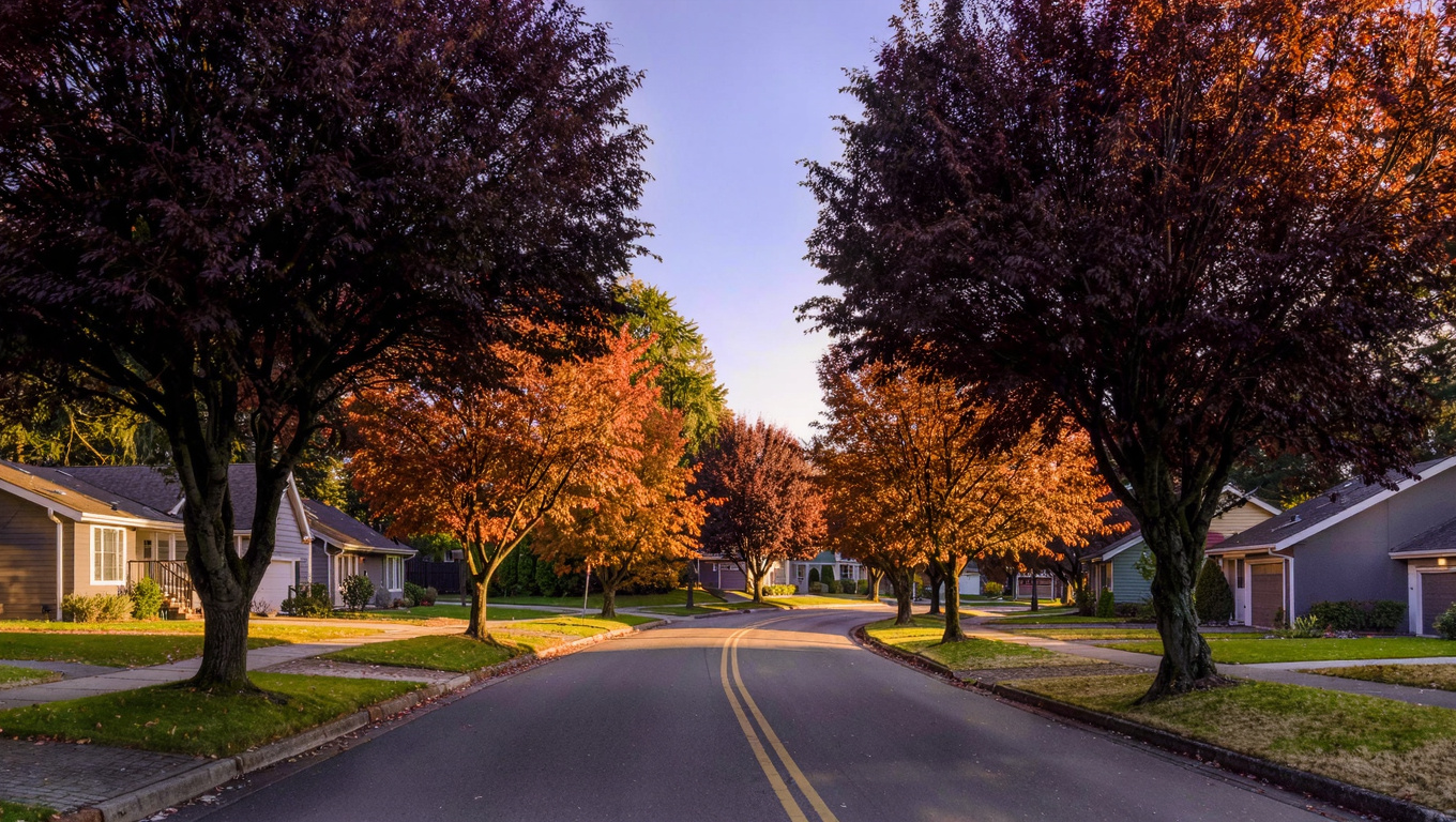 Established residential street in Terrace View, North Auburn neighborhood of Auburn, King County, Washington.