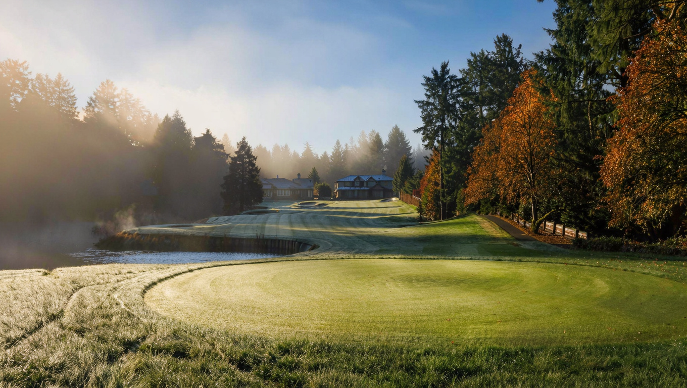 Meridian Valley Country Club golf course fairway and mature trees in the Meridian Valley neighborhood of Kent, Washington