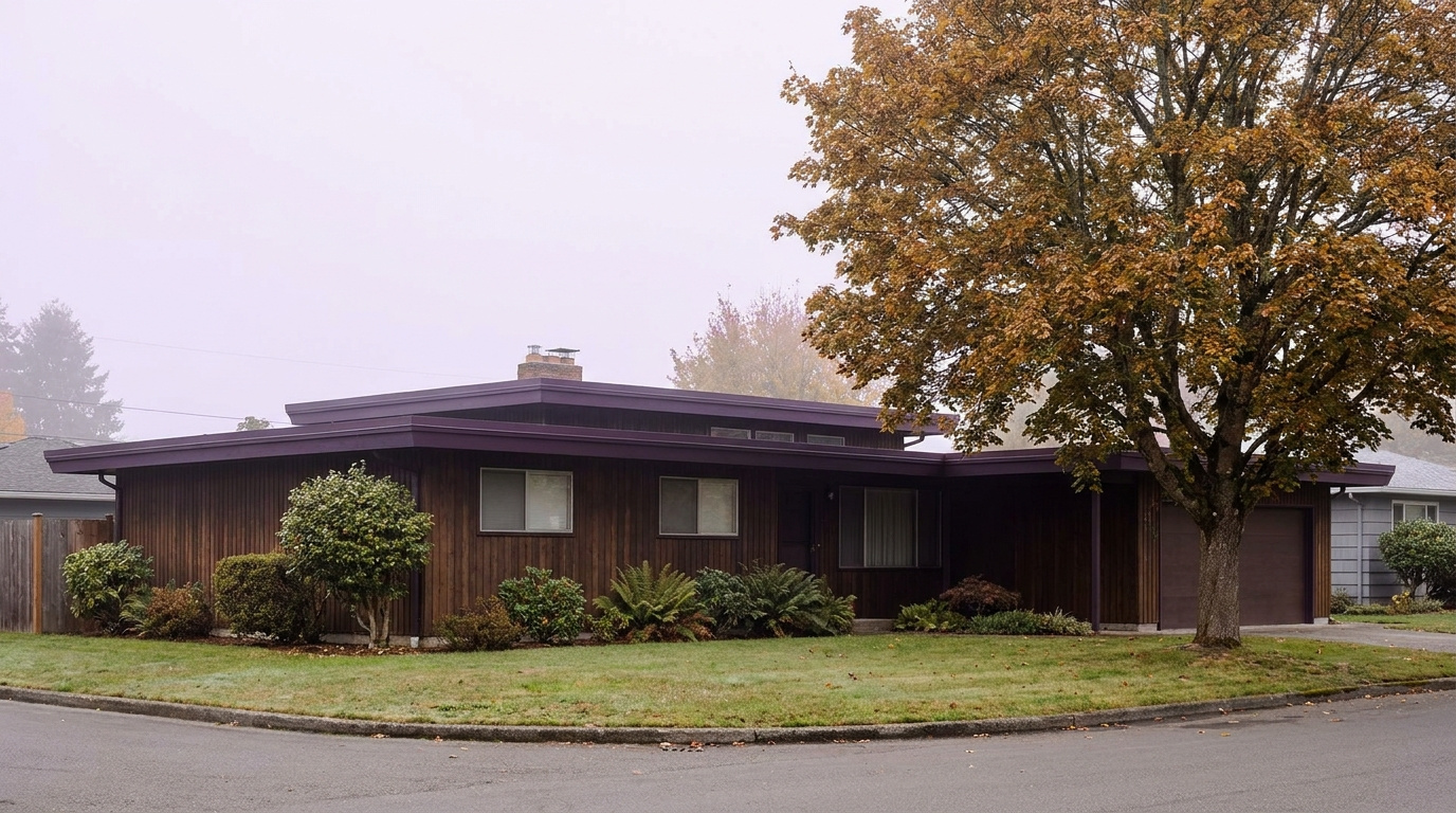 Rambler and split-level home exterior typical of the Mirror Lake neighborhood of Federal Way, WA