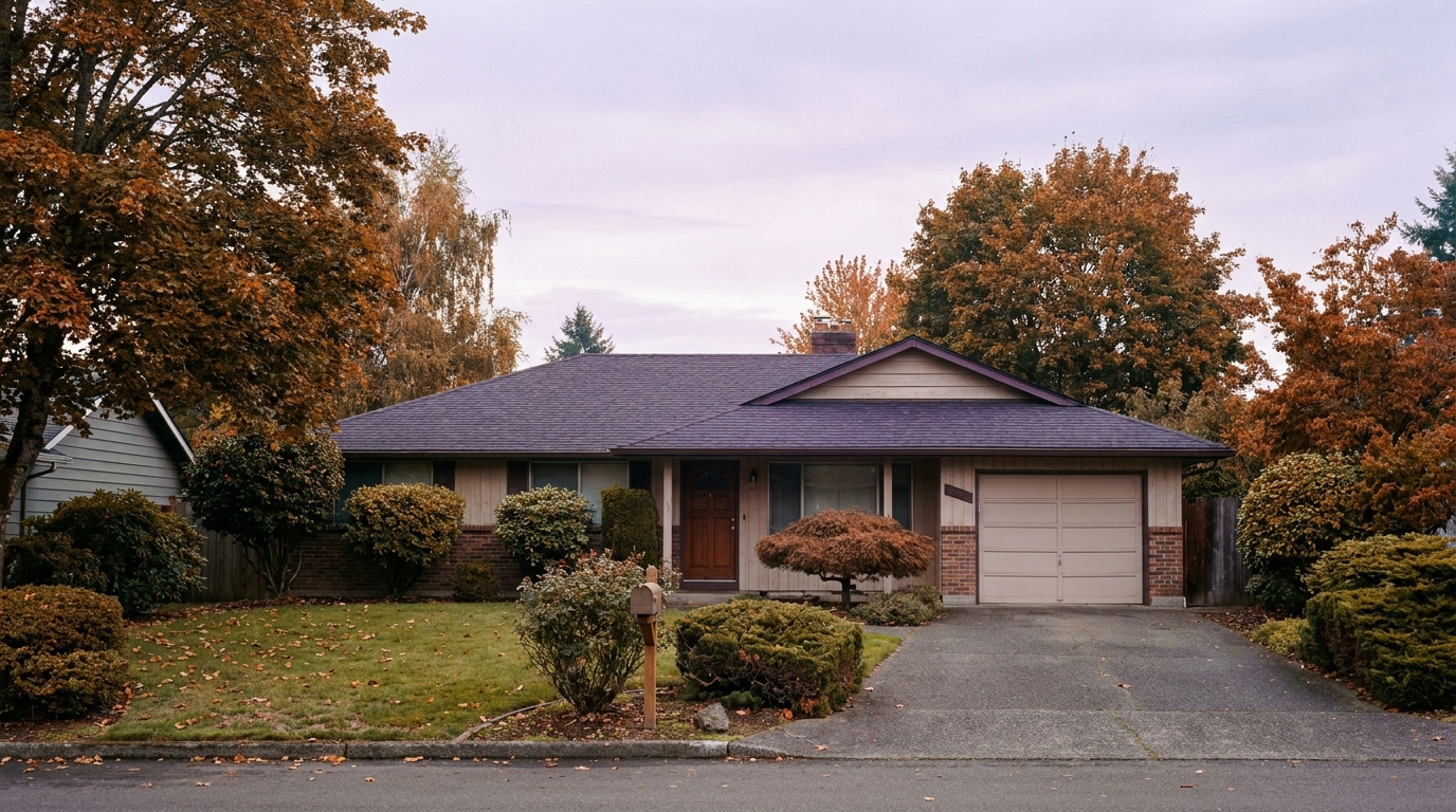 Single-story ranch style home exterior typical of South Auburn's older residential streets in Auburn, WA