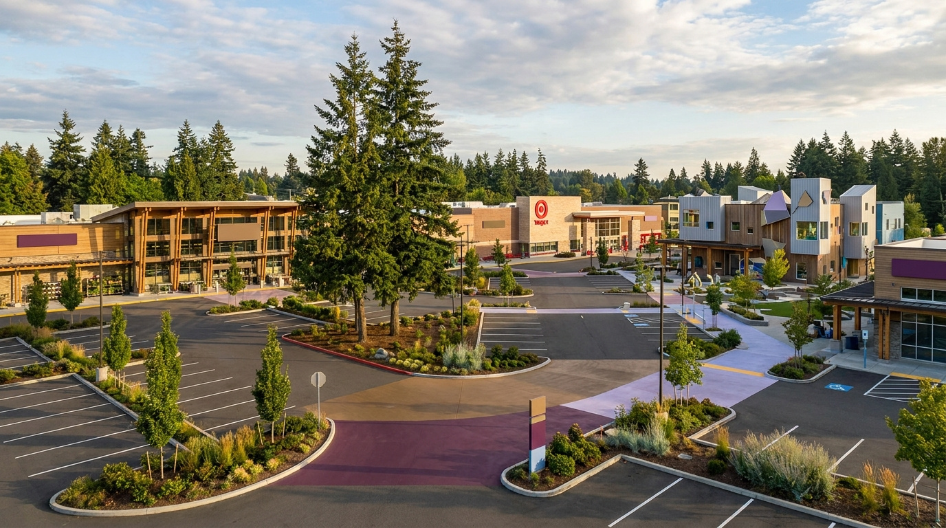 Established residential street in the Factoria and Somerset area of Bellevue, King County, Washington.
