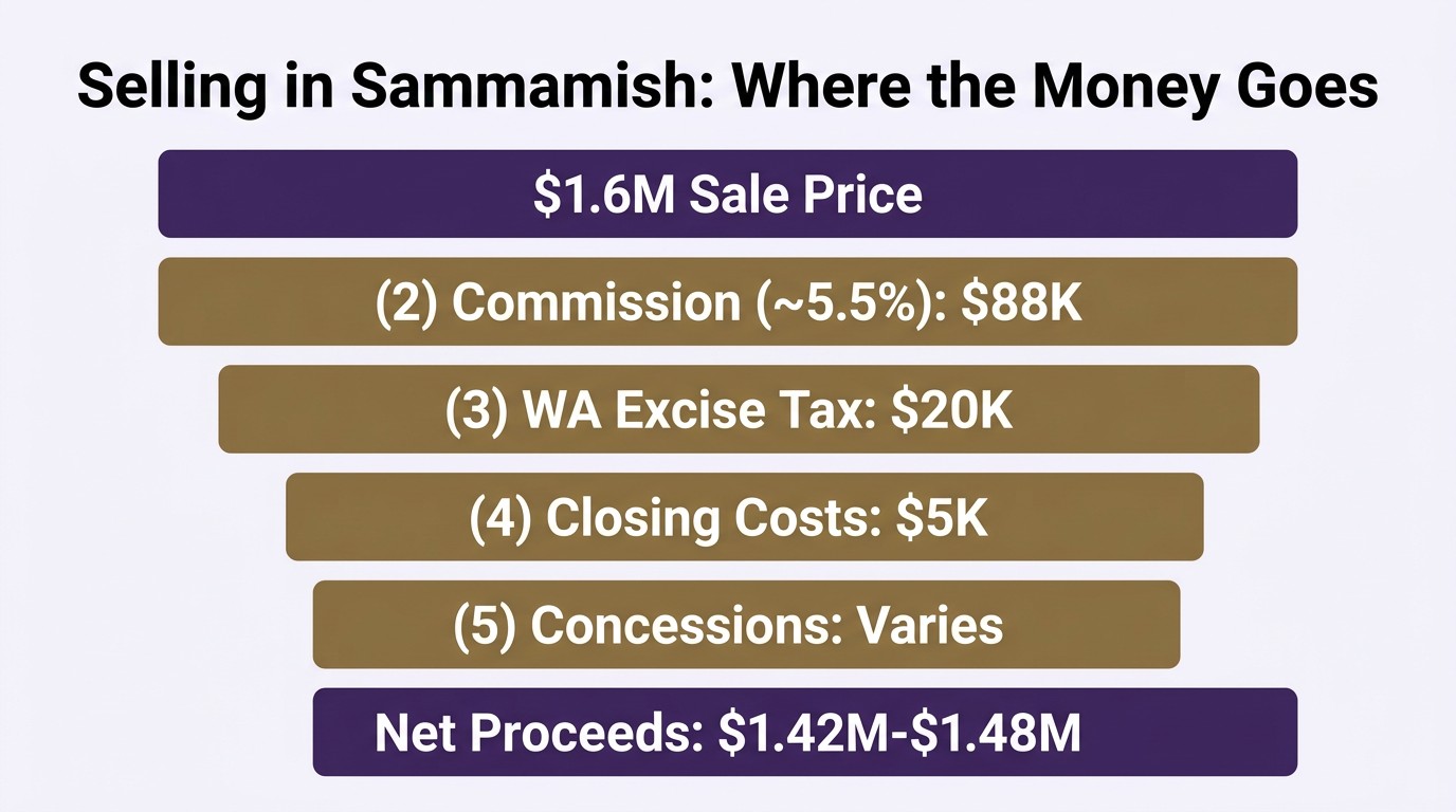 Sammamish home sale net proceeds breakdown chart 2026