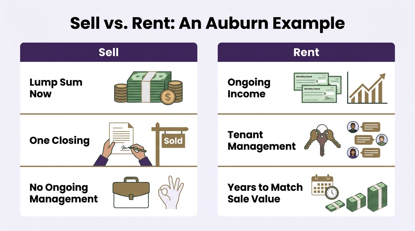 Probate sell vs rent comparison chart Auburn WA 2026