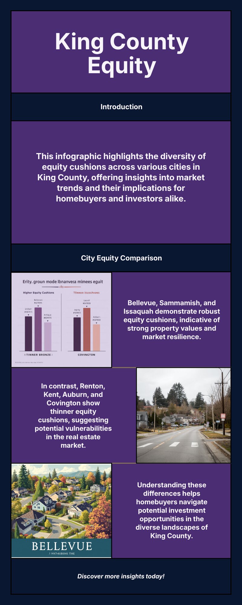 King County equity comparison by city, Bellevue Sammamish Issaquah versus Renton Kent Auburn