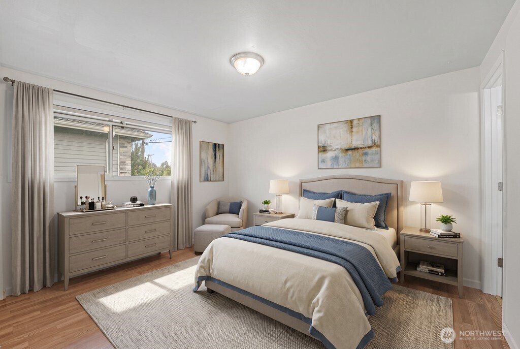 Bedroom, virtually staged