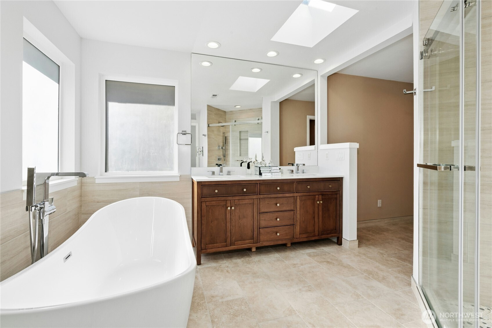 Primary bath with glass shower