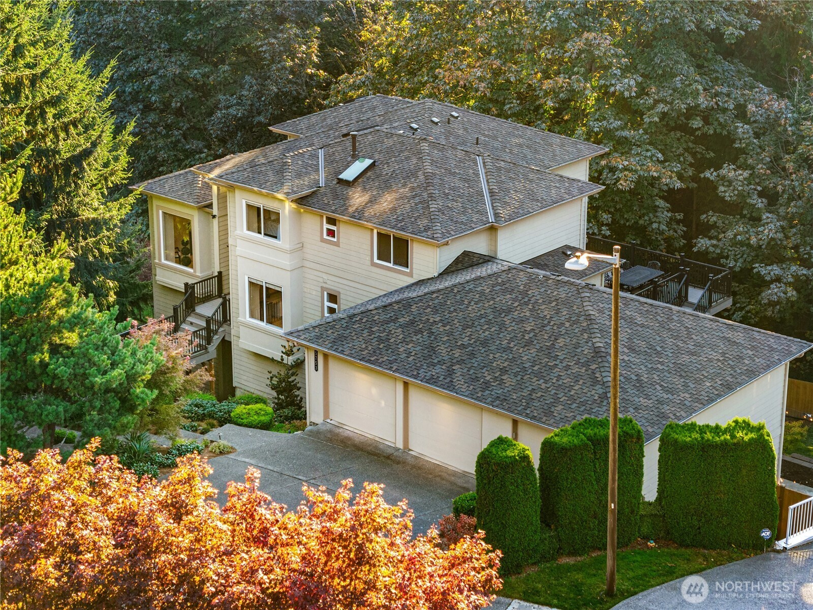 Aerial view of the front of the home