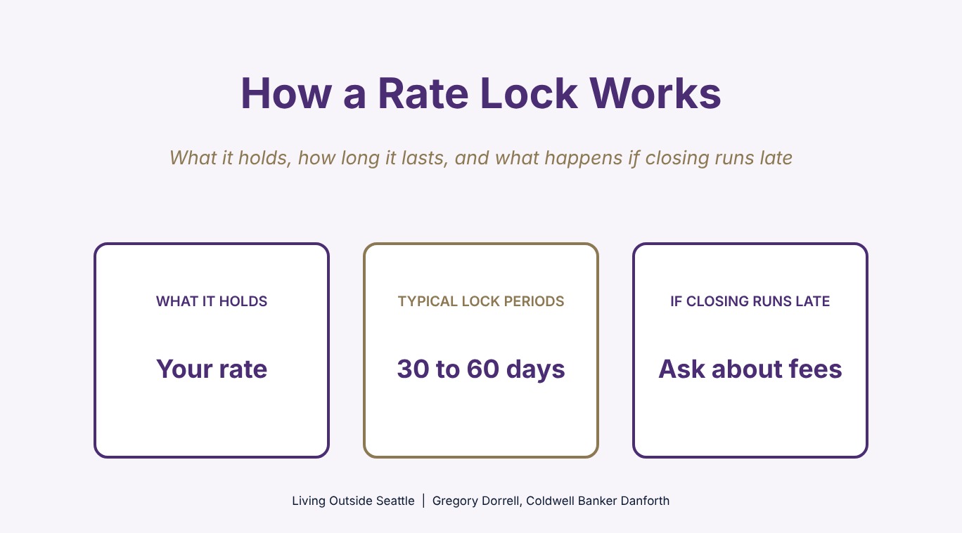 Mortgage rate lock basics: what it holds, typical lock periods, and what happens if closing runs late